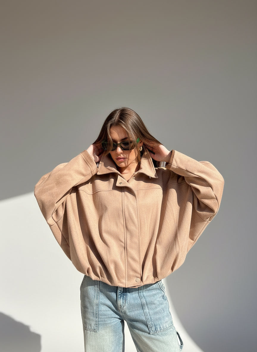 Suede beige jacket - Boutique Noor 