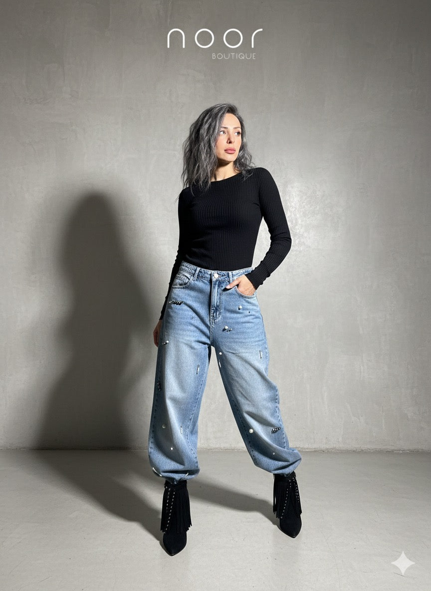Pearls toy denim - Boutique Noor 