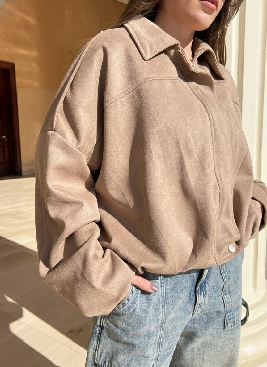 Suede beige jacket - Boutique Noor 