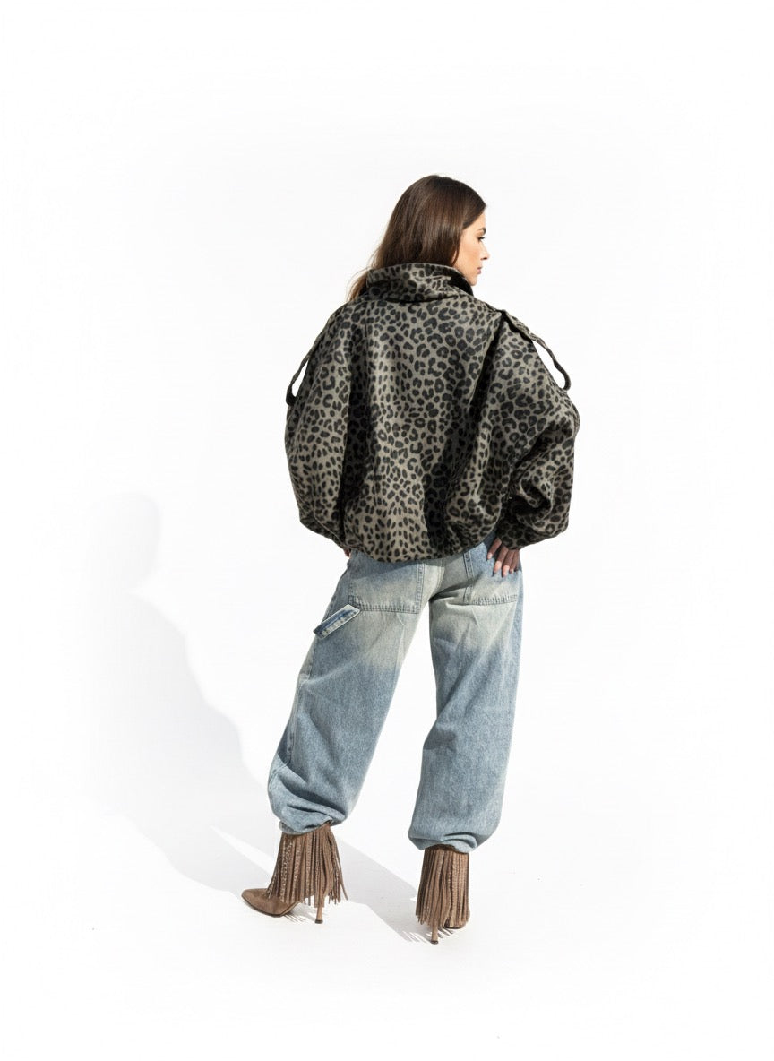 Suede jacket tiger print - Boutique Noor 