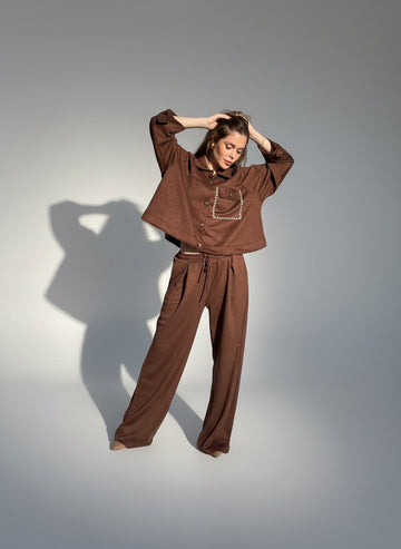 Brown zara suit - Boutique Noor 