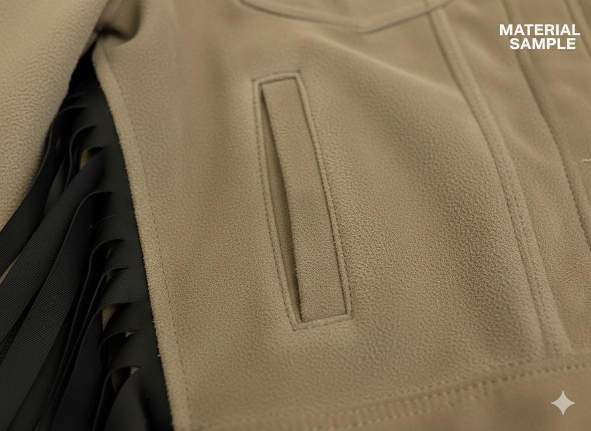 Jacket beige  with black fringes - Boutique Noor 